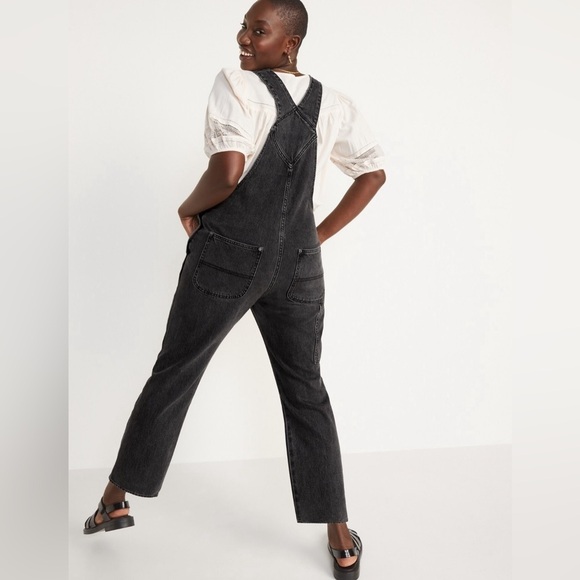NWT! Slouchy Straight Black Wash Workwear Nonstretch Jean Overalls - Size 16 💛 - Picture 5 of 9